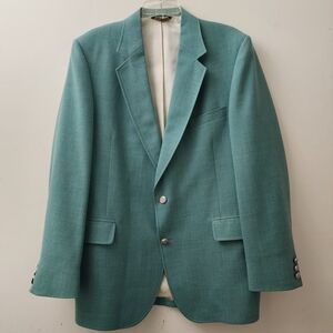 Shefford Sport Coat Mens Large Teal Single Breasted USA Suit Blazer Jacket